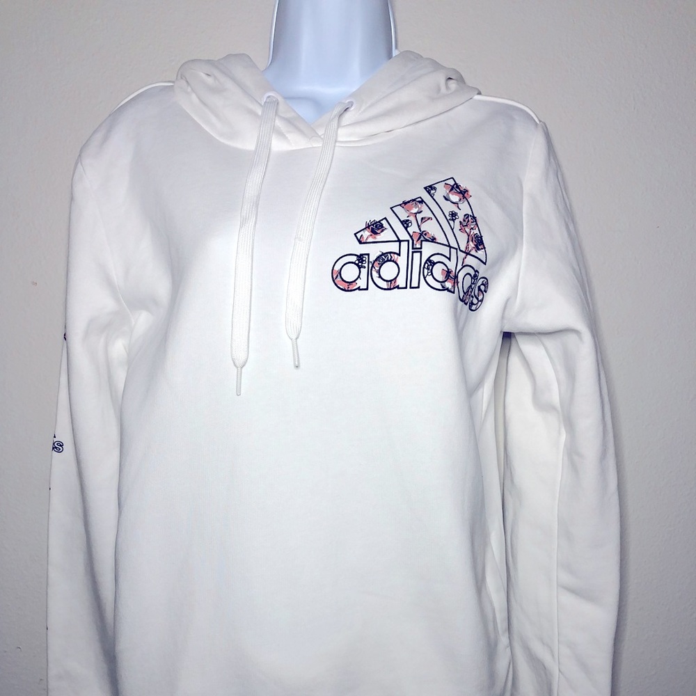 Adidas white floral hoodie